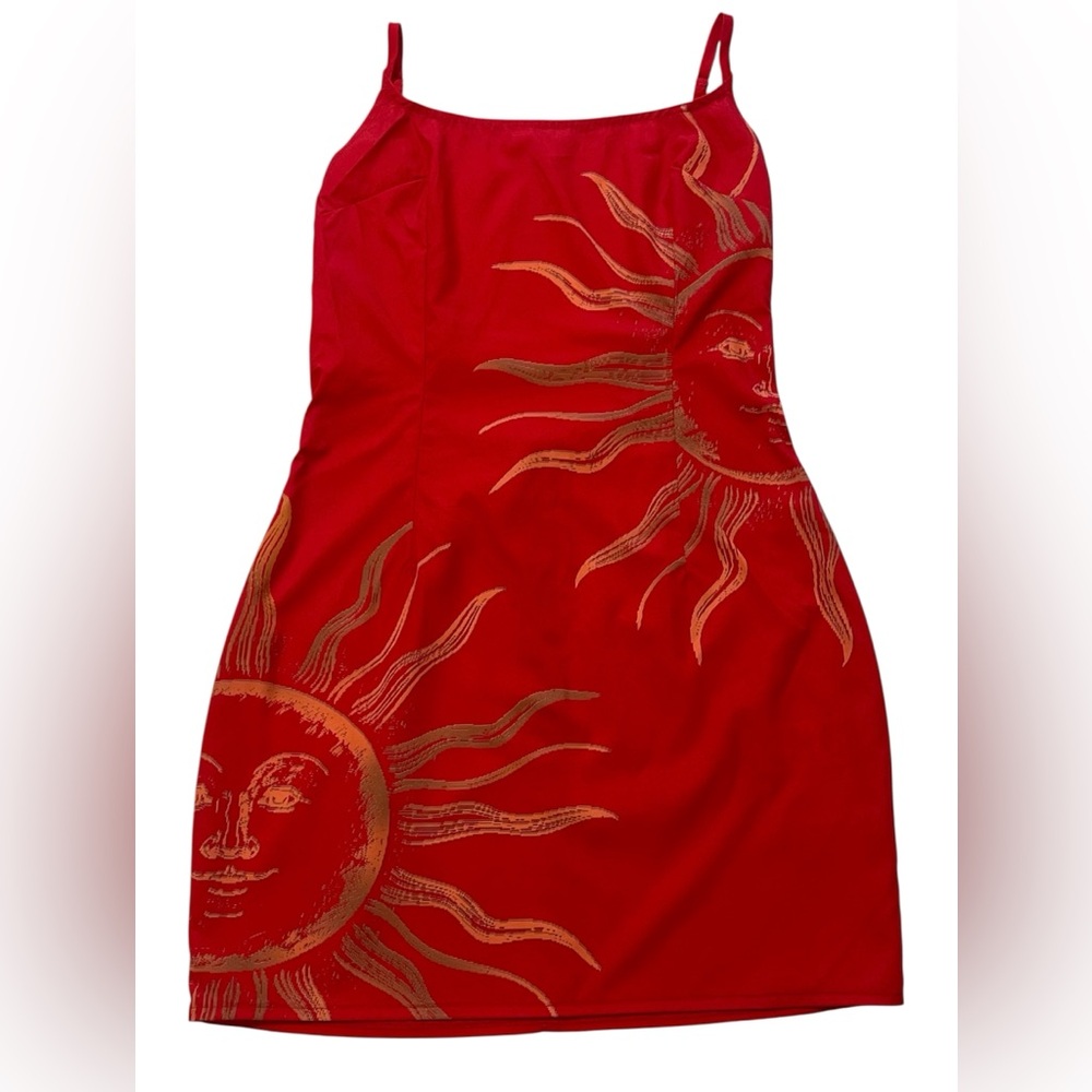 Musera Size XS Red Sun Print Mini Dress